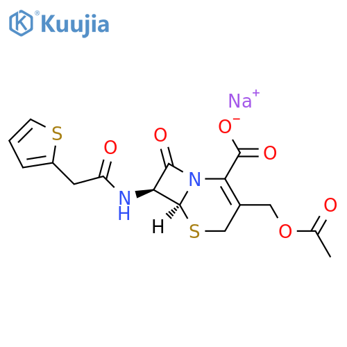 5-Thia-1-azabicyclo[4.2.0]oct-2-ene-2-carboxylic acid, 3-[(acetyloxy)methyl]-8-oxo-7-[(2-thienylacetyl)amino]-, monosodium salt, trans-(+-)- structure