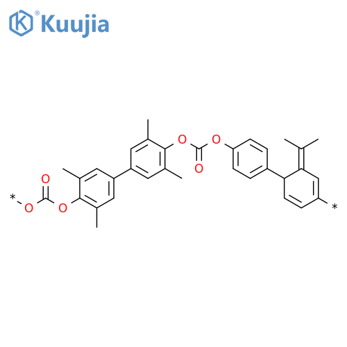 POLY[OXYCARBONYLOXY(3,3',5,5'-TETRAMETHYL[1,1'-BIPHENYL]-4,4'-DIYL)OXYCARBONYLOXY-1,4-PHENYLENE(1-METHYLETHYLIDENE)-1,4-PHENYLENE] structure