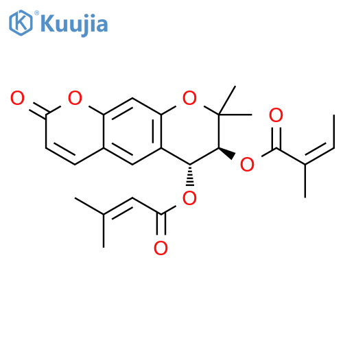 2-Butenoic acid,2-methyl-,(6R,7S)-7,8-dihydro-8,8-dimethyl-6-[(3-methyl-1-oxo-2-butenyl)oxy]-2-oxo-2H,6H-benzo[1,2-b:5,4-b']dipyran-7-ylester, (2Z)- (9CI) structure