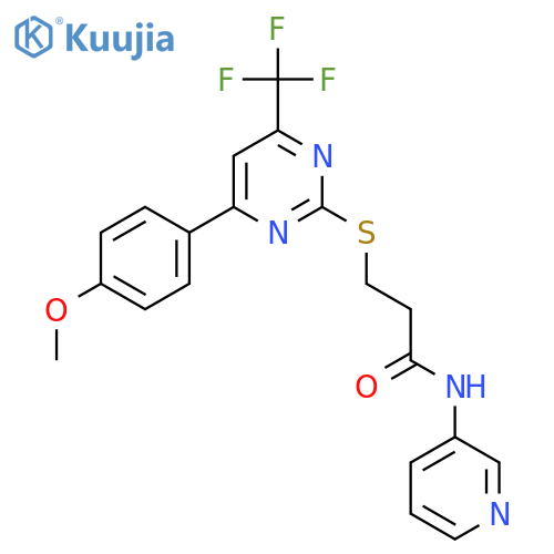 <br>3-[4-(4-Methoxy-phenyl)-6-trifluoromethyl-pyrimidin-2-ylsulfanyl]-N-pyridin -3-yl-propionamide structure