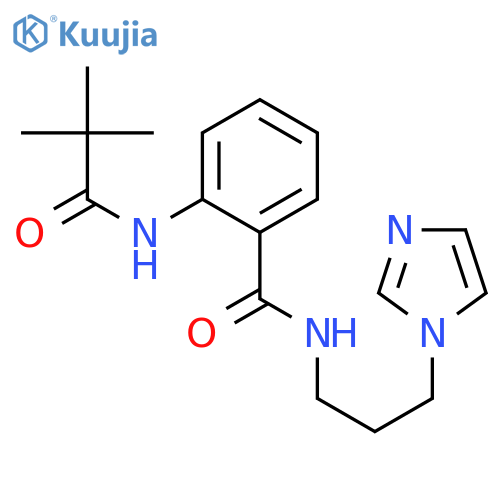 2-[(2,2-dimethylpropanoyl)amino]-N-[3-(1H-imidazol-1-yl)propyl]benzamide structure