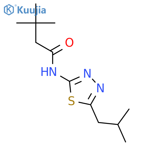 3,3-dimethyl-N-[5-(2-methylpropyl)-1,3,4-thiadiazol-2-yl]butanamide structure