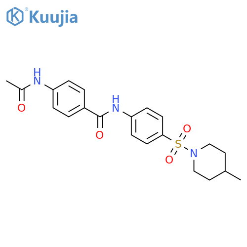 4-(acetylamino)-N-{4-[(4-methyl-1-piperidinyl)sulfonyl]phenyl}benzamide structure