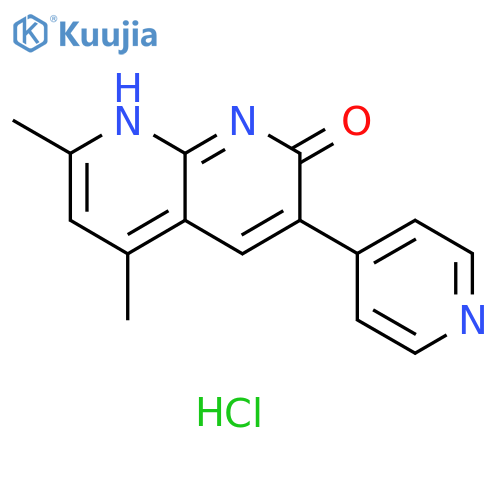 1,8-Naphthyridin-2(1H)-one, 5,7-dimethyl-3-(4-pyridinyl)-,monohydrochloride structure