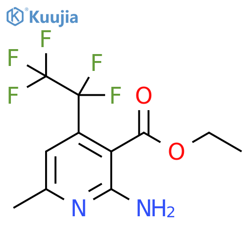 3-Pyridinecarboxylic acid, 2-amino-6-methyl-4-(1,1,2,2,2-pentafluoroethyl)-, ethyl ester structure