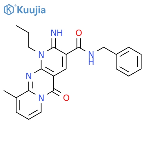 N-benzyl-2-imino-10-methyl-5-oxo-1-propyl-1,5-dihydro-2H-dipyrido[1,2-a:2,3-d]pyrimidine-3-carboxamide structure