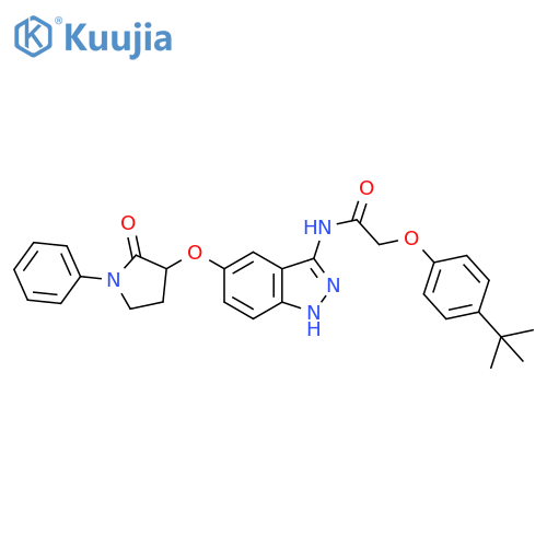 Acetamide,2-[4-(1,1-dimethylethyl)phenoxy]-N-[5-[(2-oxo-1-phenyl-3-pyrrolidinyl)oxy]-1H-indazol-3-yl]- structure
