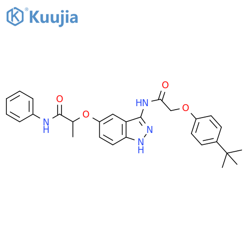 Propanamide,2-[[3-[[[4-(1,1-dimethylethyl)phenoxy]acetyl]amino]-1H-indazol-5-yl]oxy]-N-phenyl- structure