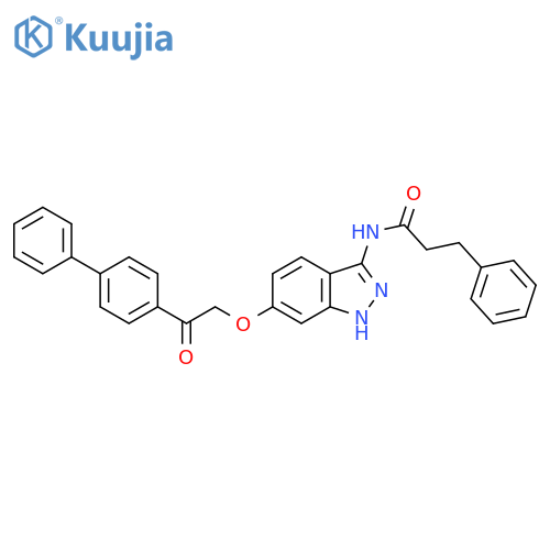 Benzenepropanamide,N-[6-(2-[1,1'-biphenyl]-4-yl-2-oxoethoxy)-1H-indazol-3-yl]- structure
