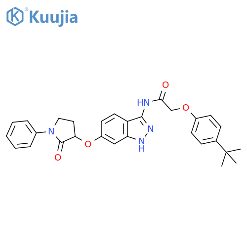 Acetamide,2-[4-(1,1-dimethylethyl)phenoxy]-N-[6-[(2-oxo-1-phenyl-3-pyrrolidinyl)oxy]-1H-indazol-3-yl]- structure
