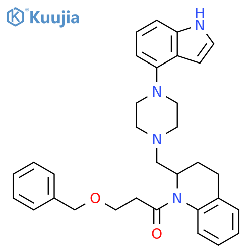 Quinoline,1,2,3,4-tetrahydro-2-[[4-(1H-indol-4-yl)-1-piperazinyl]methyl]-1-[1-oxo-3-(phenylmethoxy)propyl]- structure