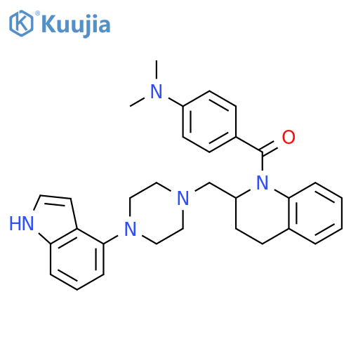 Quinoline,1-[4-(dimethylamino)benzoyl]-1,2,3,4-tetrahydro-2-[[4-(1H-indol-4-yl)-1-piperazinyl]methyl]- structure