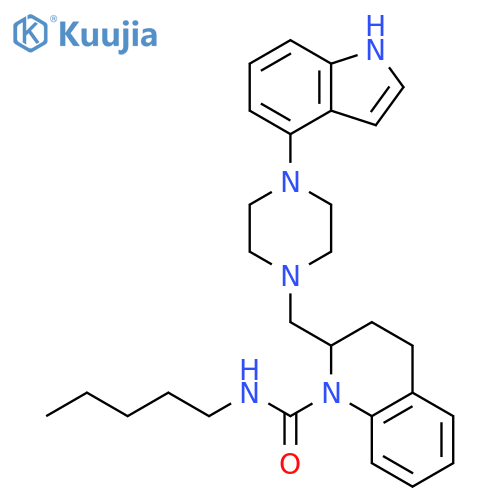 1(2H)-Quinolinecarboxamide,3,4-dihydro-2-[[4-(1H-indol-4-yl)-1-piperazinyl]methyl]-N-pentyl- structure