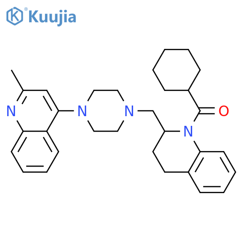 Quinoline,1-(cyclohexylcarbonyl)-1,2,3,4-tetrahydro-2-[[4-(2-methyl-4-quinolinyl)-1-piperazinyl]methyl]- structure