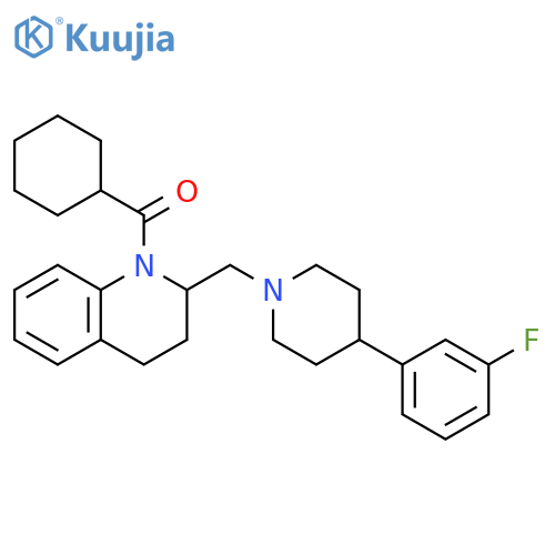 Quinoline,1-(cyclohexylcarbonyl)-2-[[4-(3-fluorophenyl)-1-piperidinyl]methyl]-1,2,3,4-tetrahydro- structure