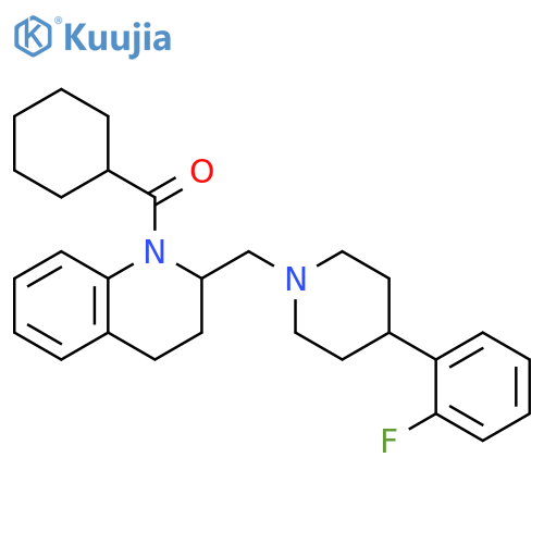 Quinoline,1-(cyclohexylcarbonyl)-2-[[4-(2-fluorophenyl)-1-piperidinyl]methyl]-1,2,3,4-tetrahydro- structure