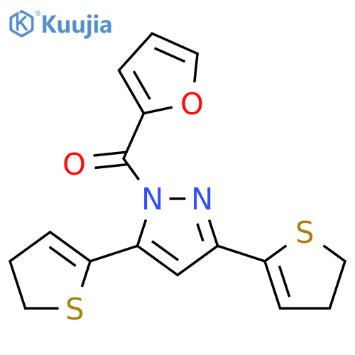 1-(furan-2-carbonyl)-3,5-bis(thiophen-2-yl)-4,5-dihydro-1H-pyrazole structure