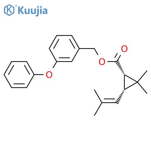Cyclopropanecarboxylic acid, 2,2-dimethyl-3-(2-methyl-1-propen-1-yl)-, (3-phenoxyphenyl)methyl ester, (1S,3R)- structure