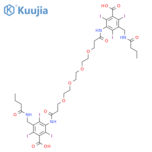 3,3'-[(1,16-dioxo-4,7,10,13-tetraoxahexadecane-1,16-diyl)diimino]bis{5-[(butanoylamino)methyl]-2,4,6-triiodobenzoic acid} structure