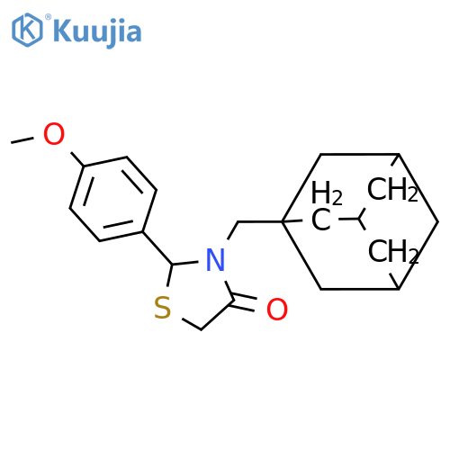 2-(4-methoxyphenyl)-3-(tricyclo[3.3.1.1~3,7~]dec-1-ylmethyl)-1,3-thiazolidin-4-one structure