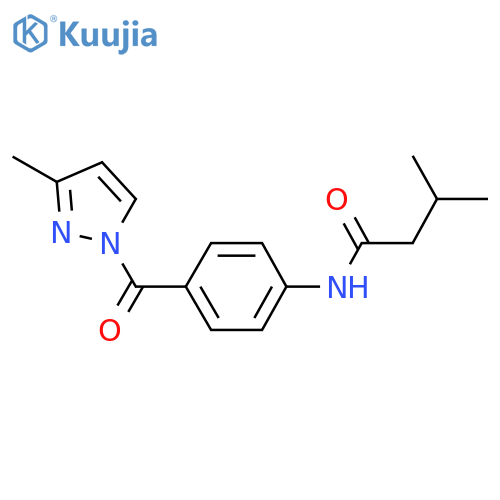 3-methyl-N-4-(3-methyl-1H-pyrazole-1-carbonyl)phenylbutanamide structure