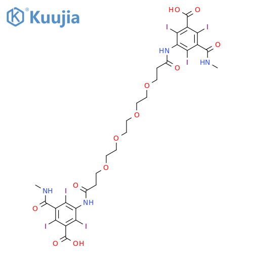 3,3'-[(1,16-dioxo-4,7,10,13-tetraoxahexadecane-1,16-diyl)diimino]bis[2,4,6-triiodo-5-(methylcarbamoyl)benzoic acid] structure