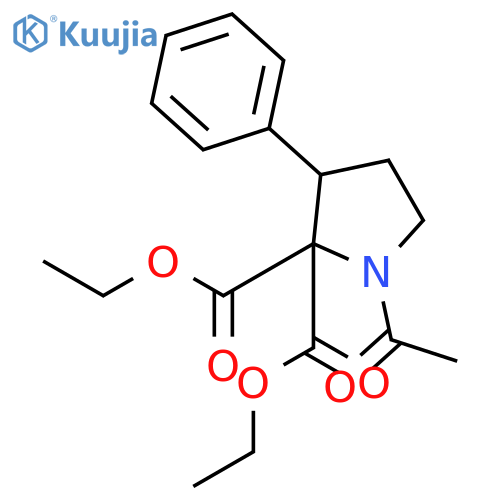 2,2-PYRROLIDINEDICARBOXYLIC ACID, 1-ACETYL-3-PHENYL-, DIETHYL ESTER structure