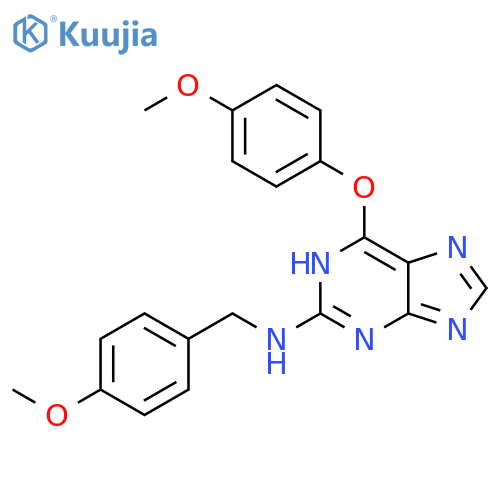 1H-PURIN-2-AMINE, 6-(4-METHOXYPHENOXY)-N-[(4-METHOXYPHENYL)METHYL]- structure
