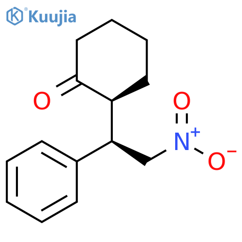 Cyclohexanone, 2-[(1R)-2-nitro-1-phenylethyl]-, (2S)-rel- structure