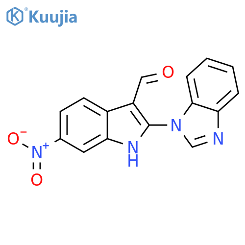 1H-INDOLE-3-CARBOXALDEHYDE, 2-(1H-BENZIMIDAZOL-1-YL)-6-NITRO- structure