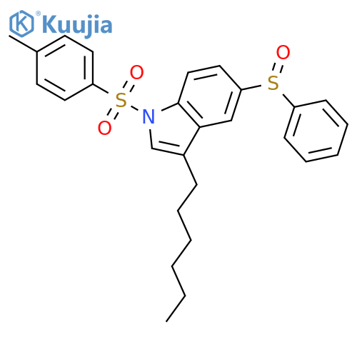 1H-INDOLE, 3-HEXYL-1-[(4-METHYLPHENYL)SULFONYL]-5-(PHENYLSULFINYL)- structure