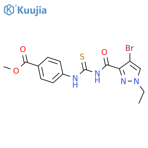 <br>methyl 4-({[(4-bromo-1-ethyl-1H-pyrazol-3-yl)carbonyl]carbamothioyl}amino)b enzoate structure