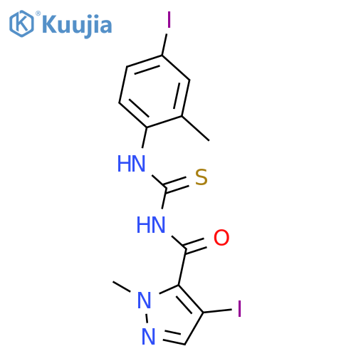 <br>4-iodo-N-[(4-iodo-2-methylphenyl)carbamothioyl]-1-methyl-1H-pyrazole-5-carb oxamide structure