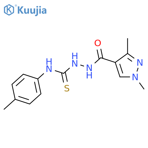 <br>2-[(1,3-dimethyl-1H-pyrazol-4-yl)carbonyl]-N-(4-methylphenyl)hydrazinecarbo thioamide structure