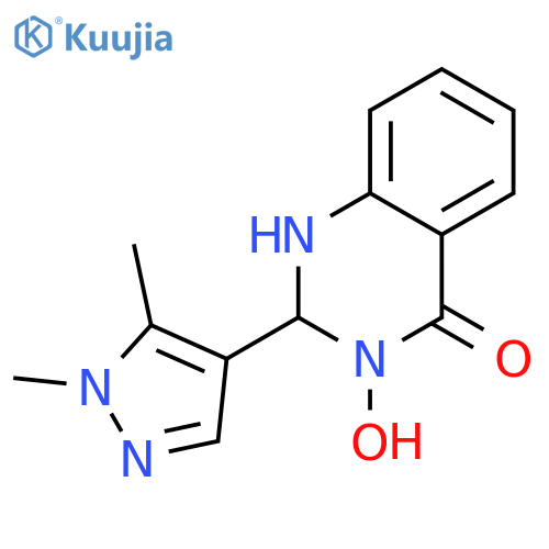 2-(1,5-dimethyl-1H-pyrazol-4-yl)-3-hydroxy-1,2,3,4-tetrahydroquinazolin-4-one structure