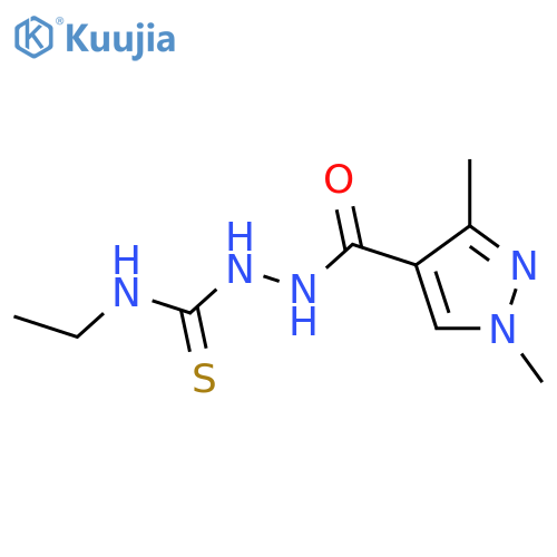 2-[(1,3-dimethyl-1H-pyrazol-4-yl)carbonyl]-N-ethylhydrazinecarbothioamide structure