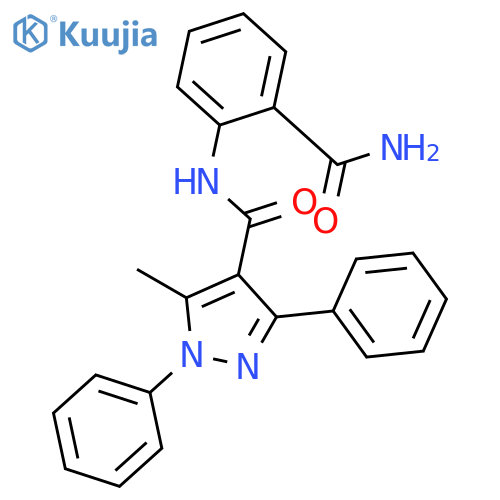 N-(2-carbamoylphenyl)-5-methyl-1,3-diphenyl-1H-pyrazole-4-carboxamide structure