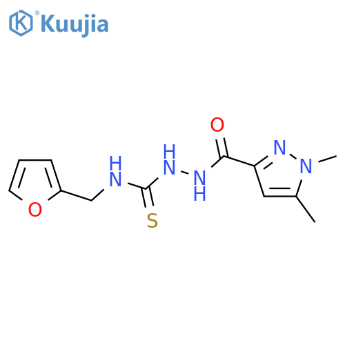 <br>2-[(1,5-dimethyl-1H-pyrazol-3-yl)carbonyl]-N-(2-furylmethyl)hydrazinecarbot hioamide structure