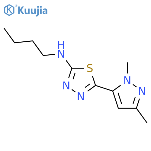 N-butyl-5-(1,3-dimethyl-1H-pyrazol-5-yl)-1,3,4-thiadiazol-2-amine structure