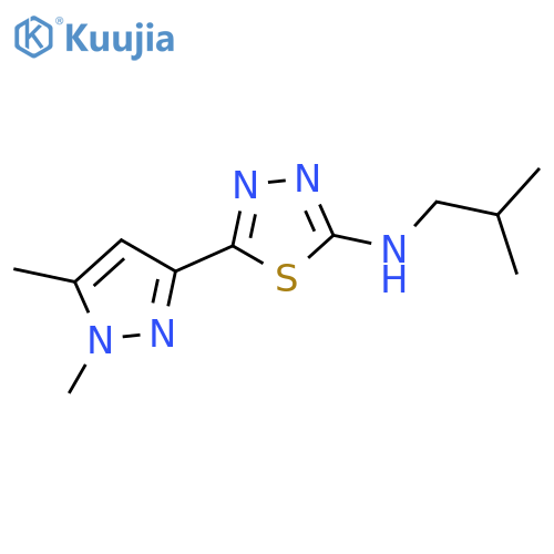 <br>5-(1,5-dimethyl-1H-pyrazol-3-yl)-N-(2-methylpropyl)-1,3,4-thiadiazol-2-amin e structure
