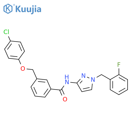 3-[(4-chlorophenoxy)methyl]-N-[1-(2-fluorobenzyl)-1H-pyrazol-3-yl]benzamide structure