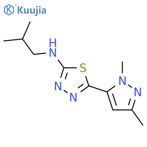 <br>5-(1,3-dimethyl-1H-pyrazol-5-yl)-N-(2-methylpropyl)-1,3,4-thiadiazol-2-amin e structure