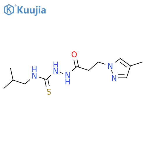 <br>N-(2-methylpropyl)-2-[3-(4-methyl-1H-pyrazol-1-yl)propanoyl]hydrazinecarbot hioamide structure
