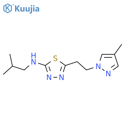 <br>N-(2-methylpropyl)-5-[2-(4-methyl-1H-pyrazol-1-yl)ethyl]-1,3,4-thiadiazol-2 -amine structure