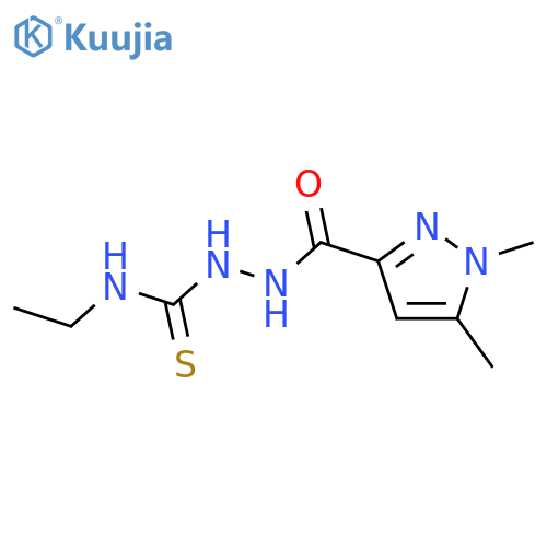 2-[(1,5-dimethyl-1H-pyrazol-3-yl)carbonyl]-N-ethylhydrazinecarbothioamide structure