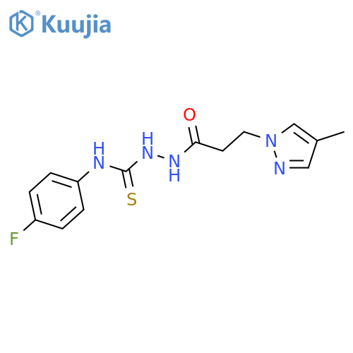 <br>N-(4-fluorophenyl)-2-[3-(4-methyl-1H-pyrazol-1-yl)propanoyl]hydrazinecarbot hioamide structure