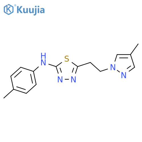 <br>N-(4-methylphenyl)-5-[2-(4-methyl-1H-pyrazol-1-yl)ethyl]-1,3,4-thiadiazol-2 -amine structure