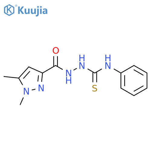 2-[(1,5-dimethyl-1H-pyrazol-3-yl)carbonyl]-N-phenylhydrazinecarbothioamide structure