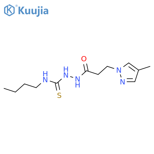 N-butyl-2-[3-(4-methyl-1H-pyrazol-1-yl)propanoyl]hydrazinecarbothioamide structure
