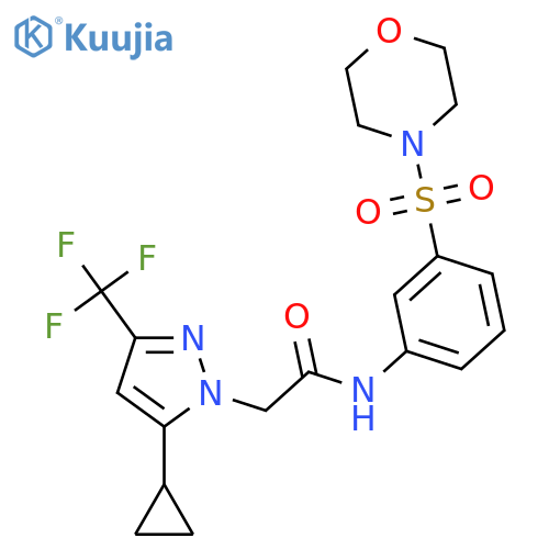 <br>2-(5-Cyclopropyl-3-trifluoromethyl-pyrazol-1-yl)-N-[3-(morpholine-4-sulfony l)-phenyl]-acetamide structure